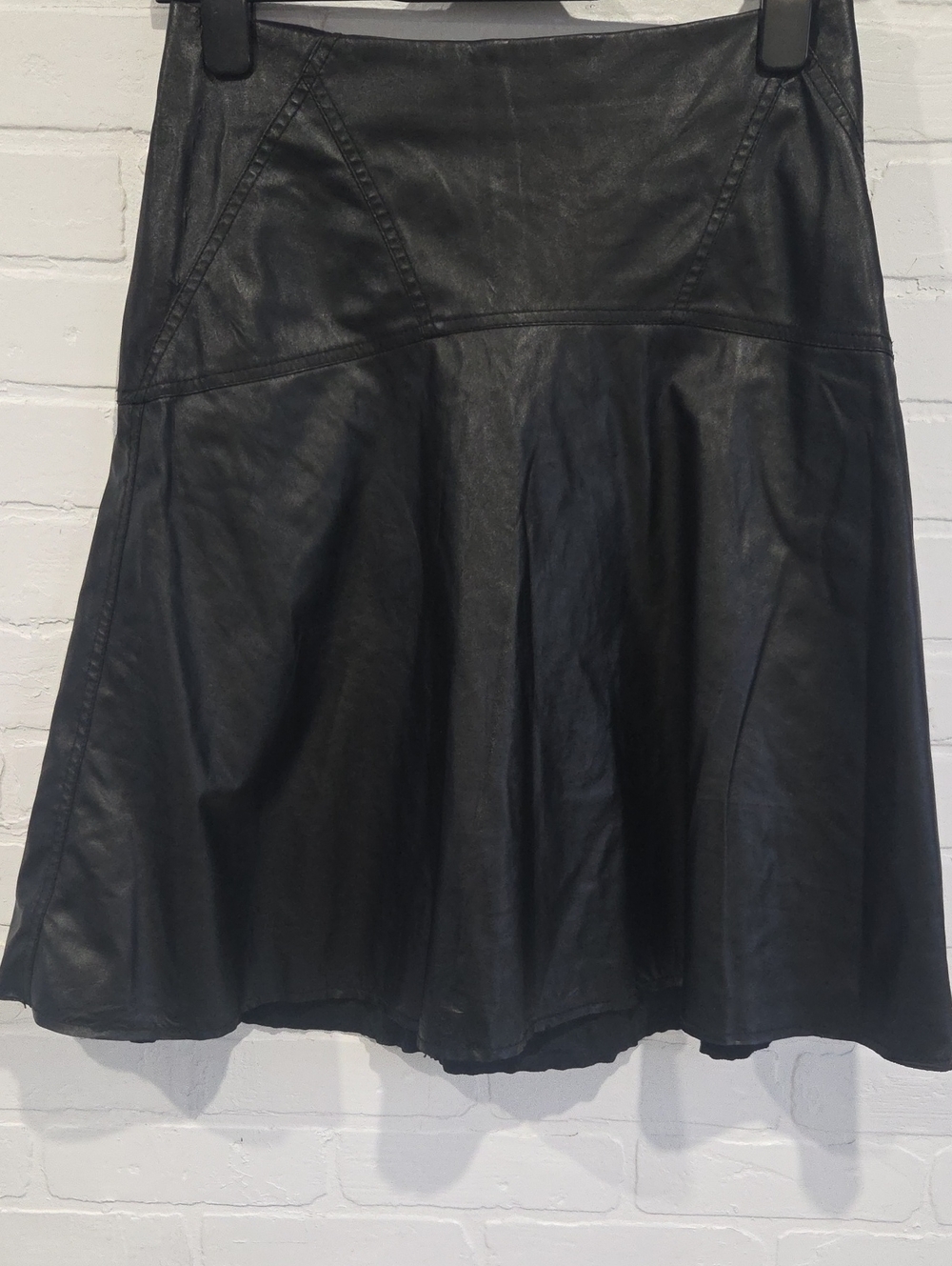 BCBGMaxAzria Black Faux Leather A-Line Skirt